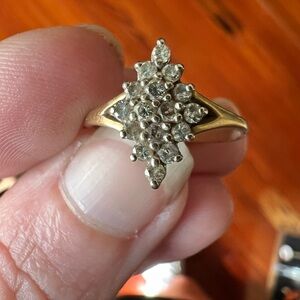 Sabrina 14k gold diamond cluster ring, yellow gold diamond ring, vintage diamond